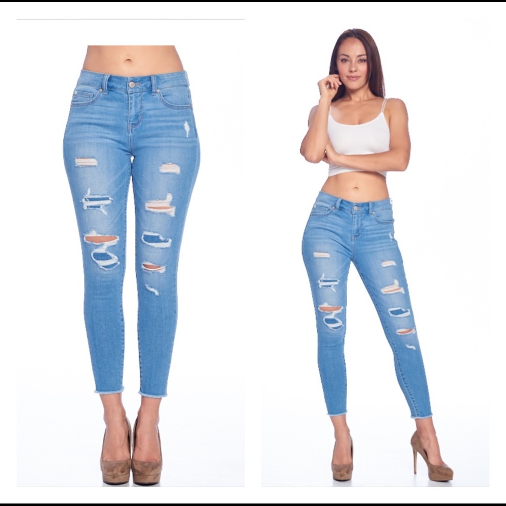 🆕 Distressed rip & repaired Mid Rise Ankle Skinny